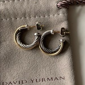 Crossover Small Hoop Earrings with Gold